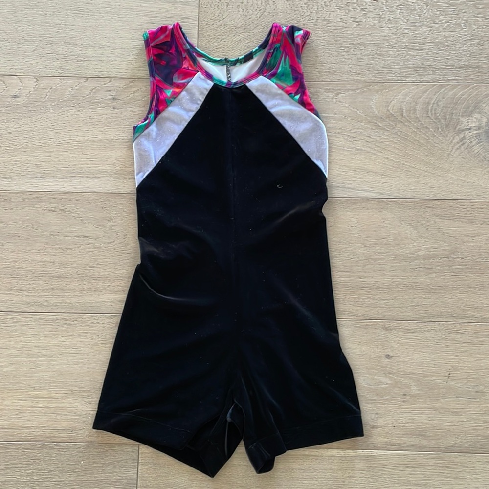Soft stretchy velvet leotard for dance or gymnastics